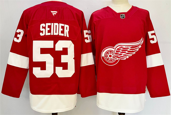 Men's Detroit Red Wings #53 Moritz Seider Red 2024-25 Home Stitched Jersey Men's Detroit Red Wings #53 Moritz Seider Red 2024-25 Home Stitched Jersey