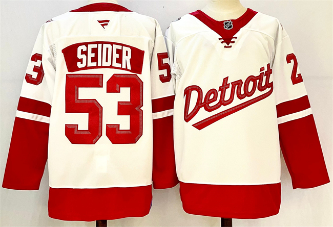Men's Detroit Red Wings #53 Moritz Seider White Red 2024-25 Stitched Jersey Men's Detroit Red Wings #53 Moritz Seider White Red 2024-25 Stitched Jersey