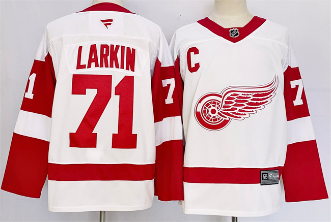 Men's Detroit Red Wings #71 Dylan Larkin White 2024-25 Stitched Jersey Men's Detroit Red Wings #71 Dylan Larkin White 2024-25 Stitched Jersey