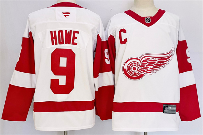 Men's Detroit Red Wings #9 Gordie Howe White 2024-25 Stitched Jersey Men's Detroit Red Wings #9 Gordie Howe White 2024-25 Stitched Jersey