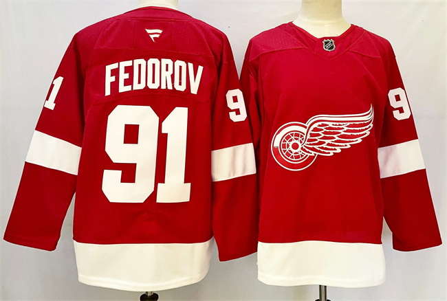 Men's Detroit Red Wings #91 Sergei Fedorov Red 2024-25 Home Stitched Jersey Men's Detroit Red Wings #91 Sergei Fedorov Red 2024-25 Home Stitched Jersey