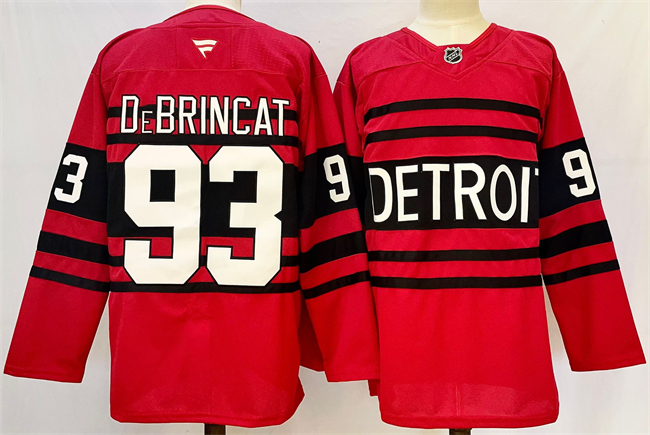 Men's Detroit Red Wings #93 Alex DeBrincat Red 2024-25 Reverse Retro Stitched Jersey Men's Detroit Red Wings #93 Alex DeBrincat Red 2024-25 Reverse Retro Stitched Jersey