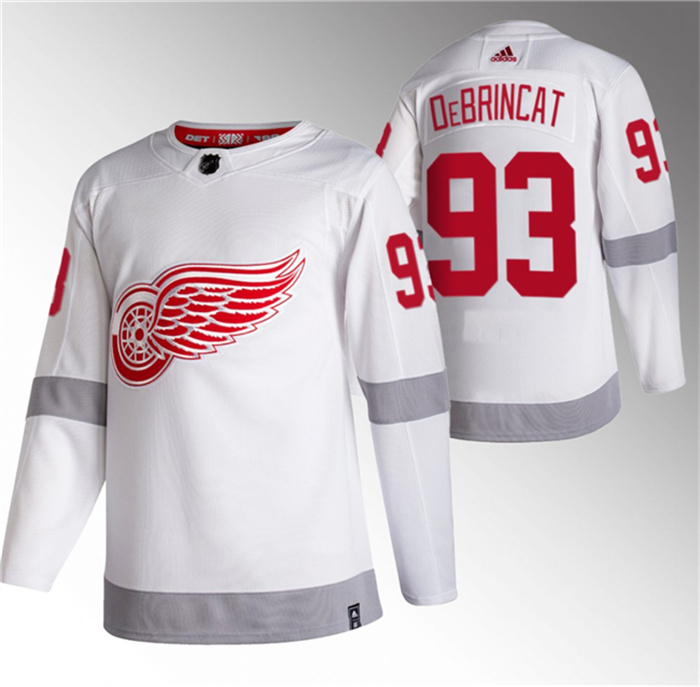 Men's Detroit Red Wings #93 Alex DeBrincat White 2020-21 Reverse Retro Stitched Jersey Men's Detroit Red Wings #93 Alex DeBrincat White 2020-21 Reverse Retro Stitched Jersey