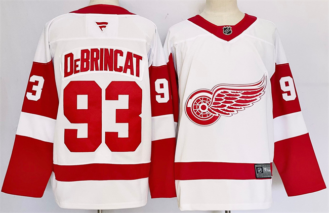 Men's Detroit Red Wings #93 Alex DeBrincat White 2024-25 Stitched Jersey Men's Detroit Red Wings #93 Alex DeBrincat White 2024-25 Stitched Jersey