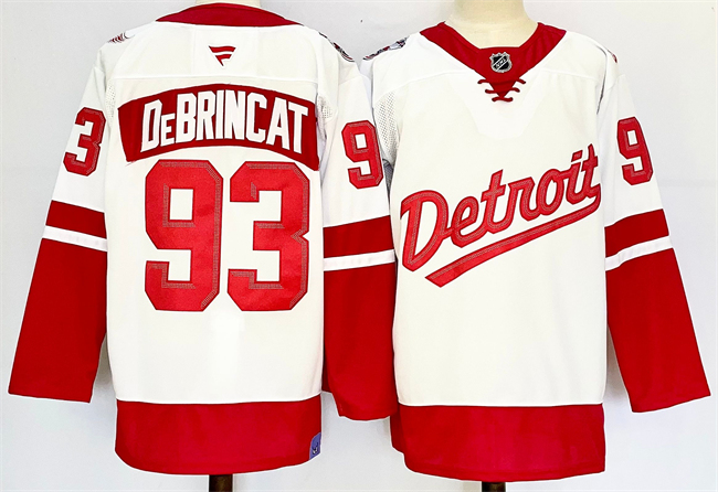Men's Detroit Red Wings #93 Alex DeBrincat White Red 2024-25 Stitched Jersey Men's Detroit Red Wings #93 Alex DeBrincat White Red 2024-25 Stitched Jersey