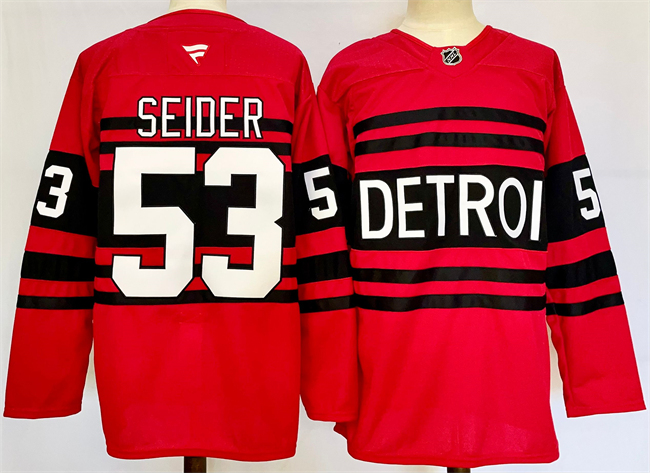 Men's Detroit Red Wings 53 Moritz Seider Red 2024-25 Reverse Retro Stitched Jersey Men's Detroit Red Wings 53 Moritz Seider Red 2024-25 Reverse Retro Stitched Jersey
