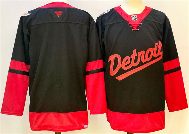 Men's Detroit Red Wings Blank Black 2024-25 Stitched Jersey Men's Detroit Red Wings Blank Black 2024-25 Stitched Jersey