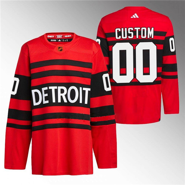 Men's Detroit Red Wings Custom Red 2022-23 Reverse Retro Stitched Jersey Men's Detroit Red Wings Custom Red 2022-23 Reverse Retro Stitched Jersey
