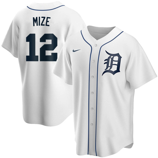 Men's Detroit Tigers #12 Casey Mize White Cool Base Stitched Jersey Men's Detroit Tigers #12 Casey Mize White Cool Base Stitched Jersey