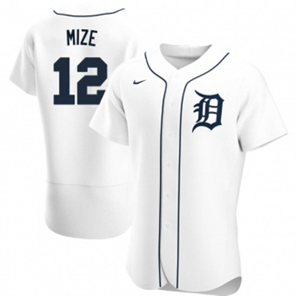 Men's Detroit Tigers #12 Casey Mize White Flex Base Stitched Jersey Men's Detroit Tigers #12 Casey Mize White Flex Base Stitched Jersey