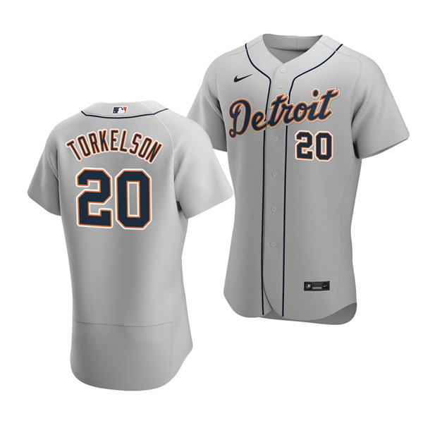 Men's Detroit Tigers #20 Spencer Torkelson Gray Flex Base Stitched Jersey Men's Detroit Tigers #20 Spencer Torkelson Gray Flex Base Stitched Jersey