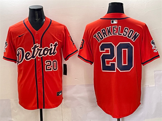 Men's Detroit Tigers #20 Spencer Torkelson Orange With Patch Vapor Premier Limited Stitched Baseball Jersey Men's Detroit Tigers #20 Spencer Torkelson Orange With Patch Vapor Premier Limited Stitched Baseball Jersey