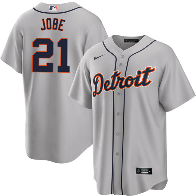Men's Detroit Tigers #21 Jackson Jobe Grey Cool Base Stitched Baseball Jersey