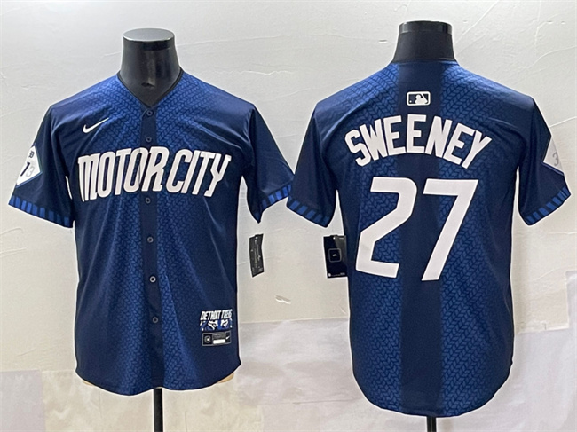 Men's Detroit Tigers #27 Trey Sweeney 2024 Navy City Connect Cool Base Limited Stitched Jersey