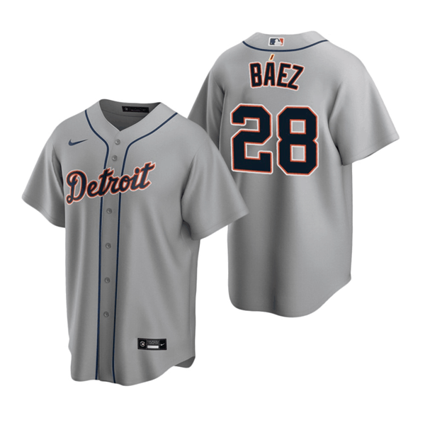 Men's Detroit Tigers #28 Javier Báez Grey Cool Base Stitched Jersey Men's Detroit Tigers #28 Javier Báez Grey Cool Base Stitched Jersey