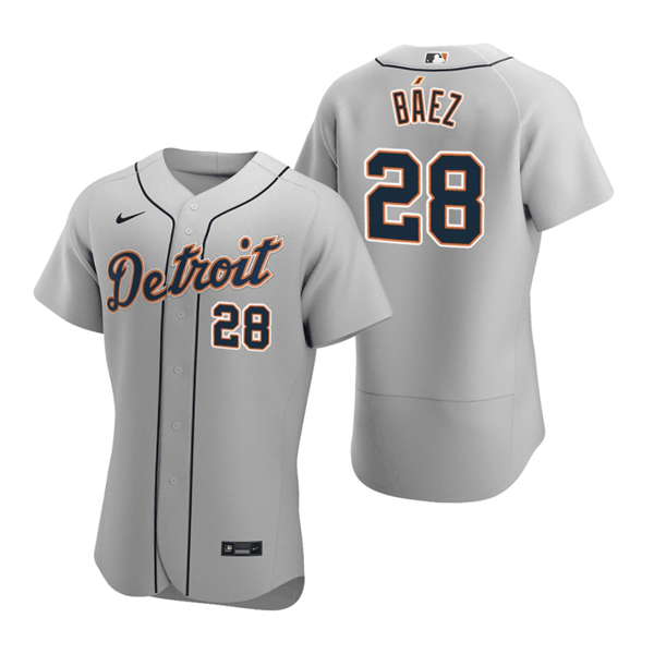 Men's Detroit Tigers #28 Javier Báez Grey Flex Base Stitched Jersey Men's Detroit Tigers #28 Javier Báez Grey Flex Base Stitched Jersey