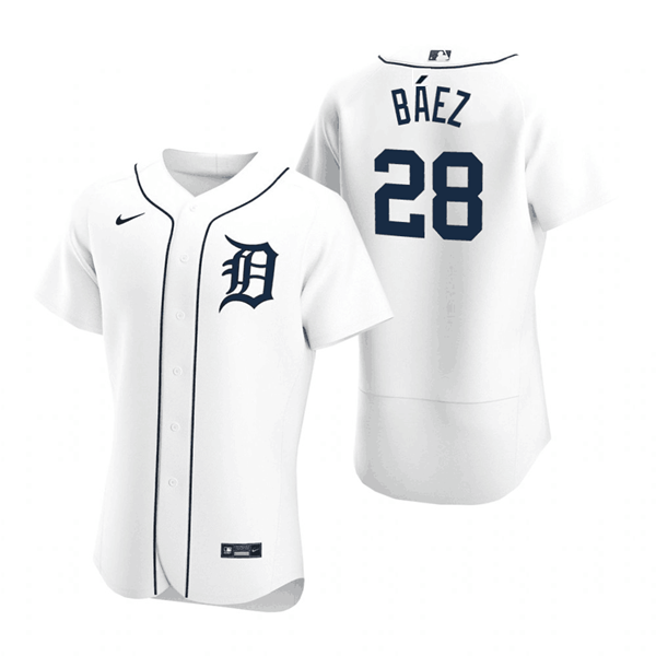 Men's Detroit Tigers #28 Javier Báez White Flex Base Stitched Jersey Men's Detroit Tigers #28 Javier Báez White Flex Base Stitched Jersey