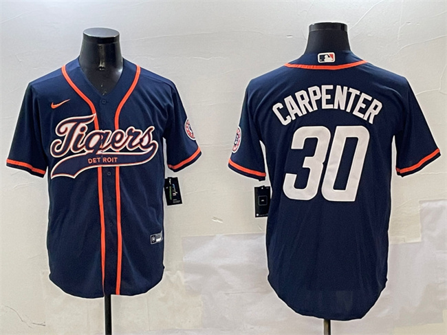 Men's Detroit Tigers #30 Kerry Carpenter Navy With Patch Cool Base Stitched Baseball Jersey Men's Detroit Tigers #30 Kerry Carpenter Navy With Patch Cool Base Stitched Baseball Jersey