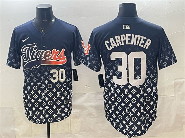 Men's Detroit Tigers #30 Kerry Carpenter Navy With Patch Vapor Premier Limited Stitched Baseball Jersey Men's Detroit Tigers #30 Kerry Carpenter Navy With Patch Vapor Premier Limited Stitched Baseball Jersey