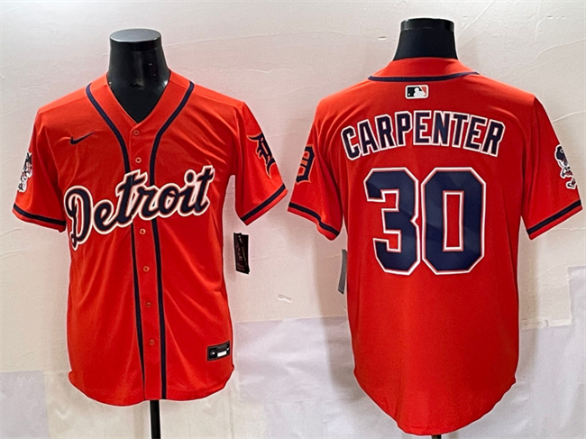 Men's Detroit Tigers #30 Kerry Carpenter Orange With Patch Vapor Premier Limited Stitched Baseball Jersey Men's Detroit Tigers #30 Kerry Carpenter Orange With Patch Vapor Premier Limited Stitched Baseball Jersey