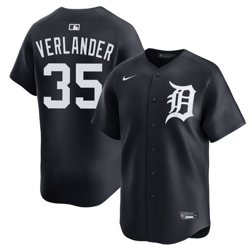 Men's Detroit Tigers #35 Justin Verlander Black 2026 Limited Stitched Baseball Jersey Men's Detroit Tigers #35 Justin Verlander Black 2026 Limited Stitched Baseball Jersey