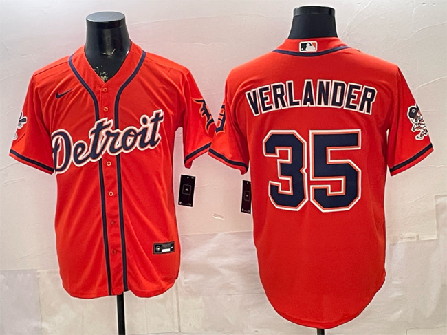 Men's Detroit Tigers #35 Justin Verlander Orange 2026 Cool Base Stitched Baseball Jersey Men's Detroit Tigers #35 Justin Verlander Orange 2026 Cool Base Stitched Baseball Jersey