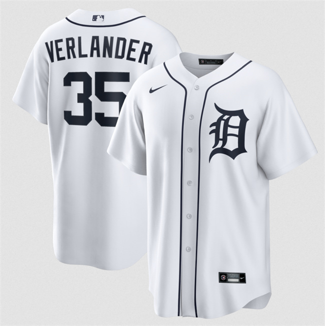 Men's Detroit Tigers #35 Justin Verlander White 2026 Cool Base Stitched Baseball Jersey Men's Detroit Tigers #35 Justin Verlander White 2026 Cool Base Stitched Baseball Jersey