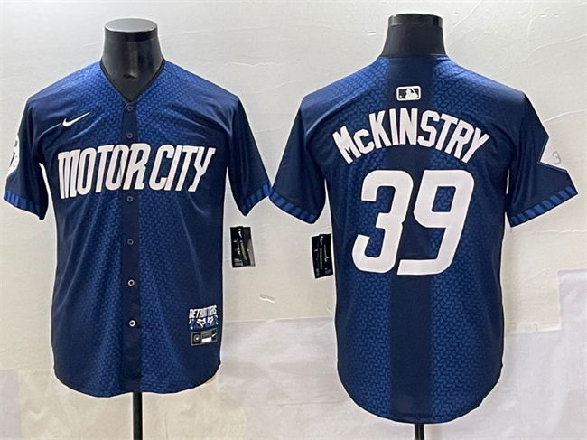 Men's Detroit Tigers #39 Zach McKinstry 2024 Navy City Connect Cool Base Limited Stitched Jersey