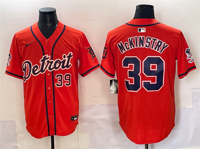 Men's Detroit Tigers #39 Zach McKinstry Orange With Patch Vapor Premier Limited Stitched Baseball Jersey Men's Detroit Tigers #39 Zach McKinstry Orange With Patch Vapor Premier Limited Stitched Baseball Jersey