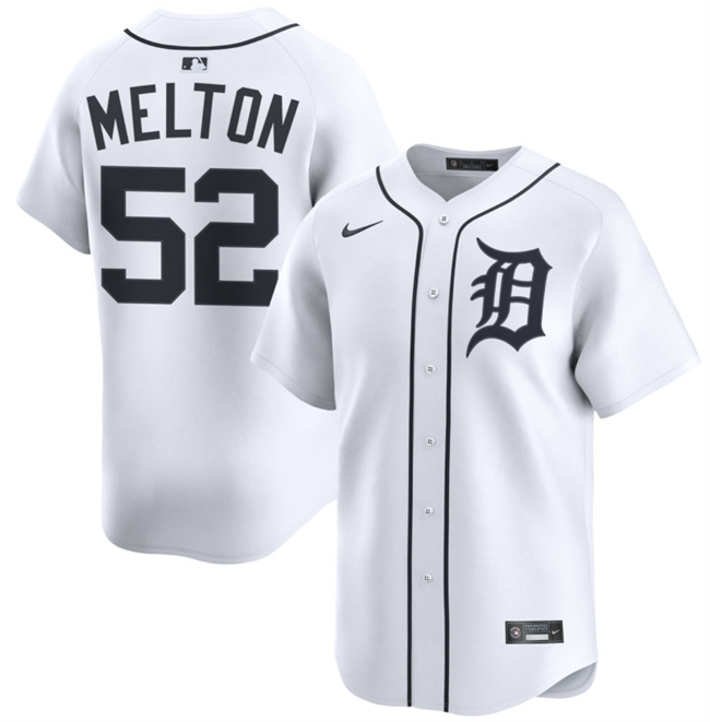 Men's Detroit Tigers #52 Troy Melton White 2024 Home Limited Stitched Baseball Jersey Men's Detroit Tigers #52 Troy Melton White 2024 Home Limited Stitched Baseball Jersey