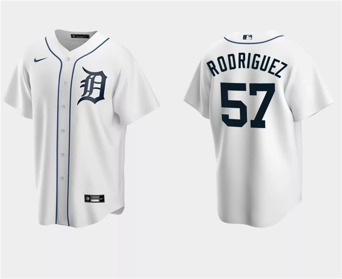 Men's Detroit Tigers #57 Eduardo Rodriguez White Cool Base Stitched Jersey Men's Detroit Tigers #57 Eduardo Rodriguez White Cool Base Stitched Jersey