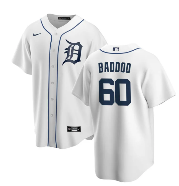 Men's Detroit Tigers #60 Akil Baddoo White Cool Base Stitched Jersey Men's Detroit Tigers #60 Akil Baddoo White Cool Base Stitched Jersey
