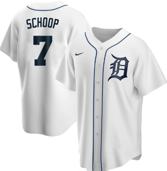 Men's Detroit Tigers #7 Jonathan Schoop White Cool Base Stitched Jersey Men's Detroit Tigers #7 Jonathan Schoop White Cool Base Stitched Jersey