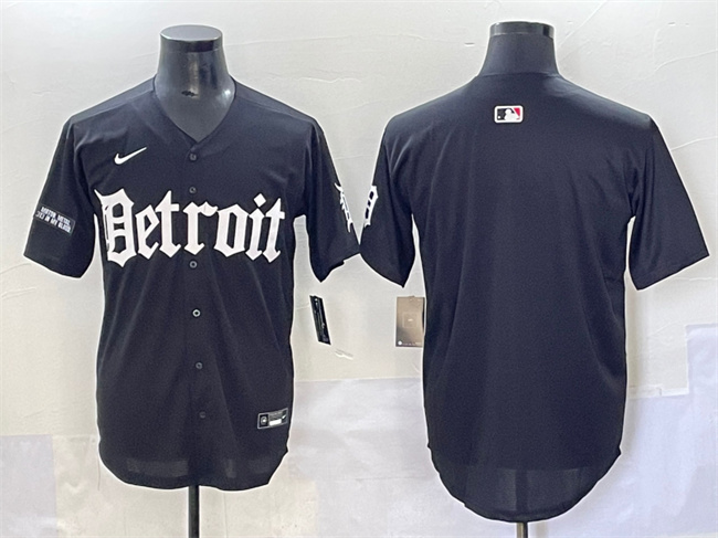 Men's Detroit Tigers Blank Black 'Motor Gothic Edition' Vapor Premier Limited Stitched Baseball Jersey