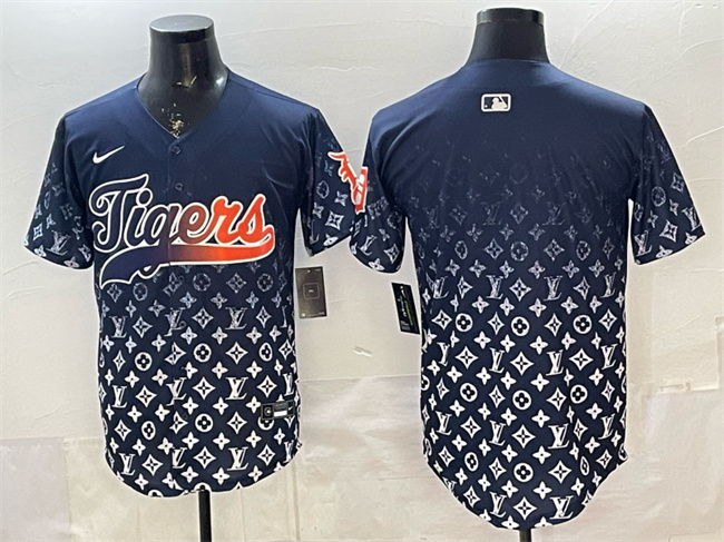 Men's Detroit Tigers Blank Navy With Patch Vapor Premier Limited Stitched Baseball Jersey Men's Detroit Tigers Blank Navy With Patch Vapor Premier Limited Stitched Baseball Jersey