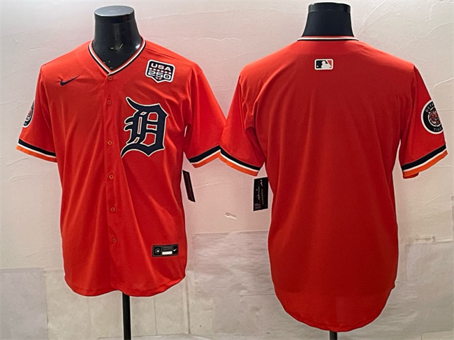 Men's Detroit Tigers Blank Orange 2026 Alternate USA 250' Patch Vapor Premier Limited Stitched Baseball Jersey Men's Detroit Tigers Blank Orange 2026 Alternate USA 250' Patch Vapor Premier Limited Stitched Baseball Jersey