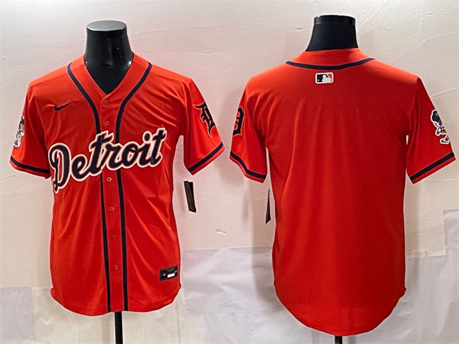 Men's Detroit Tigers Blank Orange With Patch Vapor Premier Limited Stitched Baseball Jersey1 Men's Detroit Tigers Blank Orange With Patch Vapor Premier Limited Stitched Baseball Jersey1