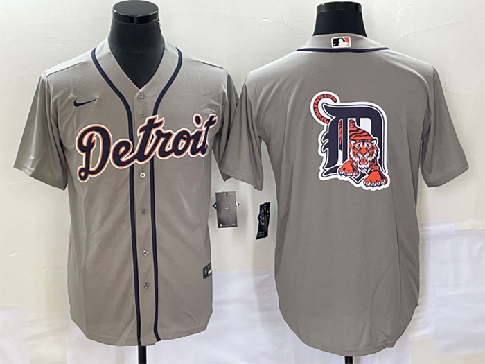 Men's Detroit Tigers Grey Team Big Logo Cool Base Stitched Jersey Men's Detroit Tigers Grey Team Big Logo Cool Base Stitched Jersey
