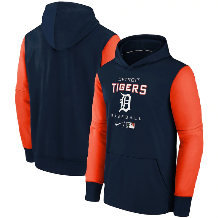 Men's Detroit Tigers Navy 2022 Therma Performance Pullover Hoodie Men's Detroit Tigers Navy 2022 Therma Performance Pullover Hoodie