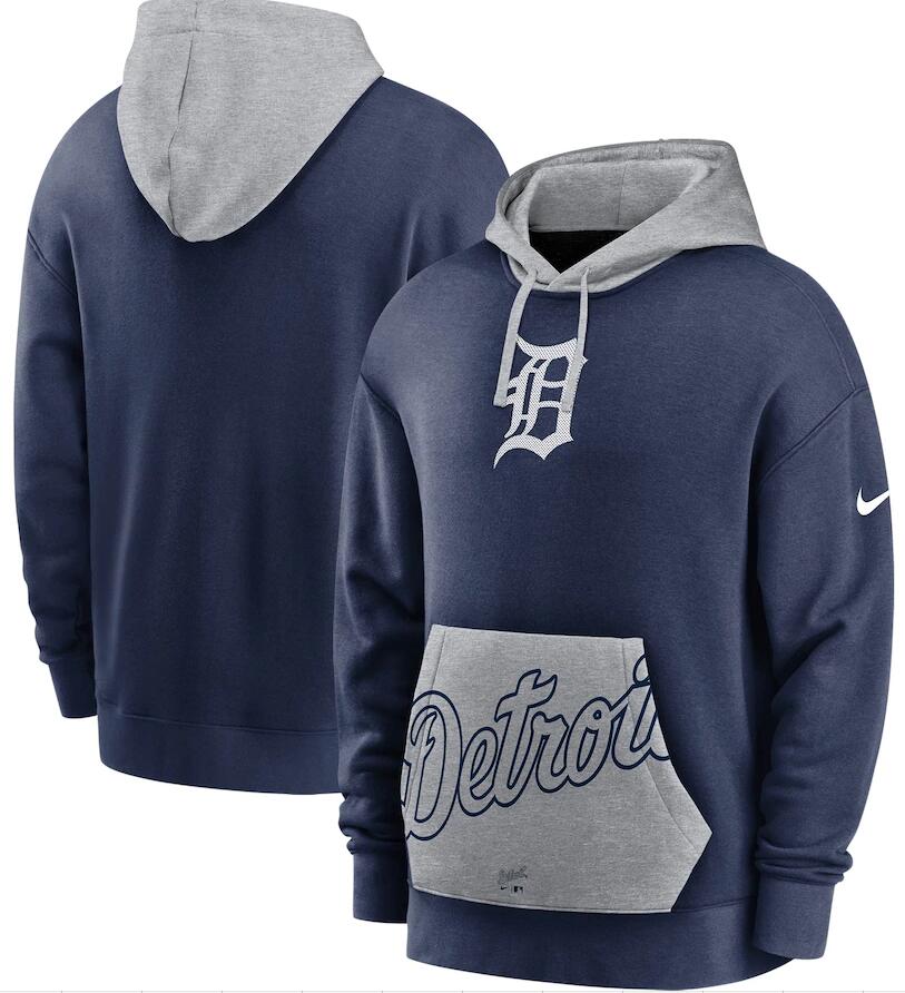 Men's Detroit Tigers Nike Navy Gray Heritage Tri Blend Pullover Hoodie Men's Detroit Tigers Nike Navy Gray Heritage Tri Blend Pullover Hoodie