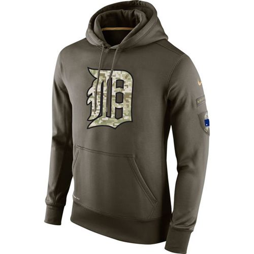 Men's Detroit Tigers Nike Olive Salute To Service KO Performance Hoodie Men's Detroit Tigers Nike Olive Salute To Service KO Performance Hoodie