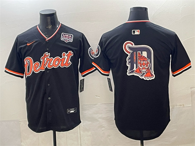 Men's Detroit Tigers Team Big Logo Navy 2026 Alternate USA 250' Patch Vapor Premier Limited Stitched Baseball Jersey Men's Detroit Tigers Team Big Logo Navy 2026 Alternate USA 250' Patch Vapor Premier Limited Stitched Baseball Jersey