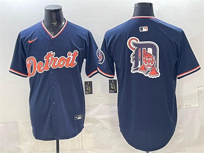 Men's Detroit Tigers Team Big Logo Navy 2026 Alternate Vapor Premier Limited Stitched Baseball Jersey Men's Detroit Tigers Team Big Logo Navy 2026 Alternate Vapor Premier Limited Stitched Baseball Jersey