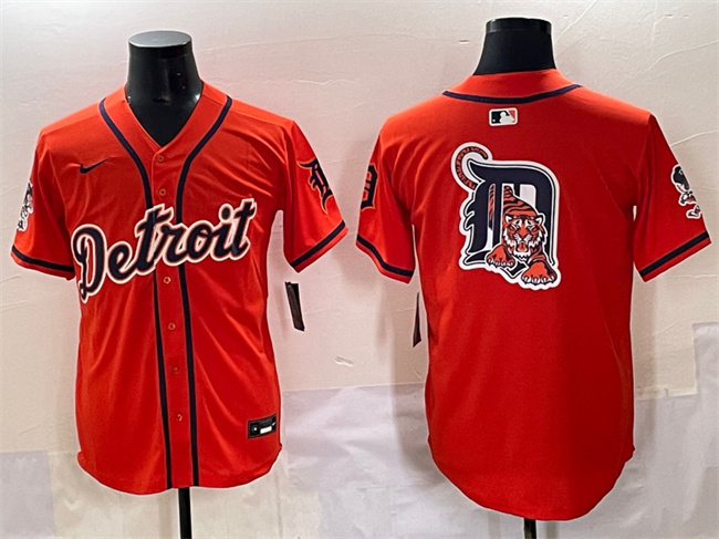 Men's Detroit Tigers Team Big Logo Orange With Patch Vapor Premier Limited Stitched Baseball Jersey Men's Detroit Tigers Team Big Logo Orange With Patch Vapor Premier Limited Stitched Baseball Jersey