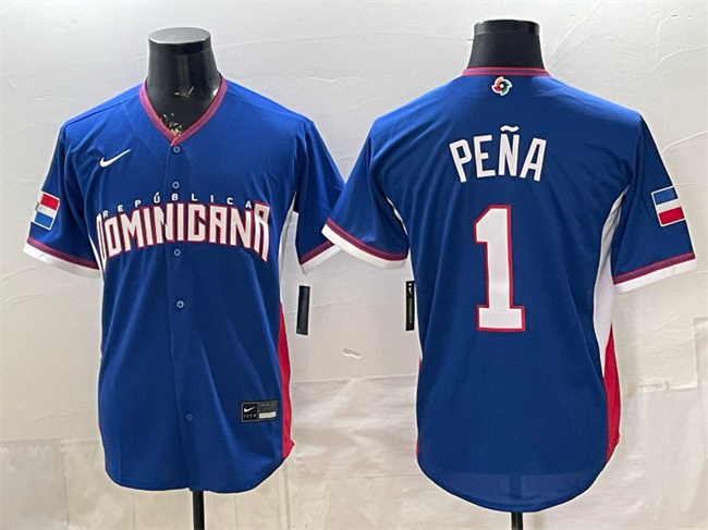Men's Dominican Republic Baseball #1 Jeremy Pena Royal 2026 World Baseball Classic Road Stadium Stitched Jersey Men's Dominican Republic Baseball #1 Jeremy Pena Royal 2026 World Baseball Classic Road Stadium Stitched Jersey