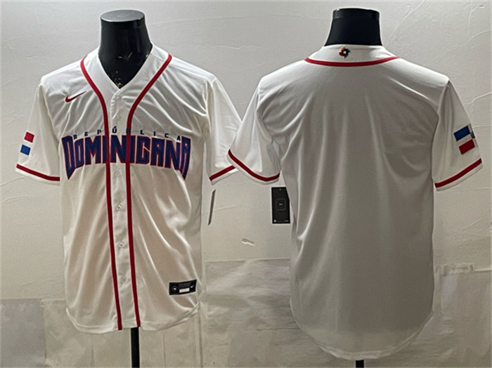 Men's Dominican Republic Baseball Blank White 2026 World Baseball Classic Home Stadium Stitched Jersey