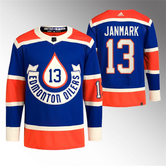 Men's Edmonton Oilers #13 Mattias Janmark 2023 Royal Heritage Classic Primegreen Stitched Jersey Men's Edmonton Oilers #13 Mattias Janmark 2023 Royal Heritage Classic Primegreen Stitched Jersey
