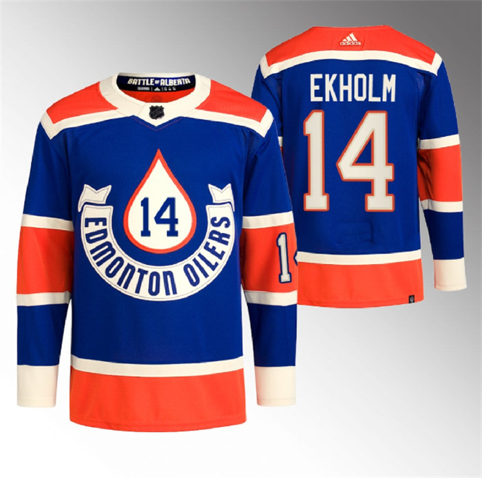 Men's Edmonton Oilers #14 Mattias Ekholm 2023 Royal Heritage Classic Primegreen Stitched Jersey Men's Edmonton Oilers #14 Mattias Ekholm 2023 Royal Heritage Classic Primegreen Stitched Jersey