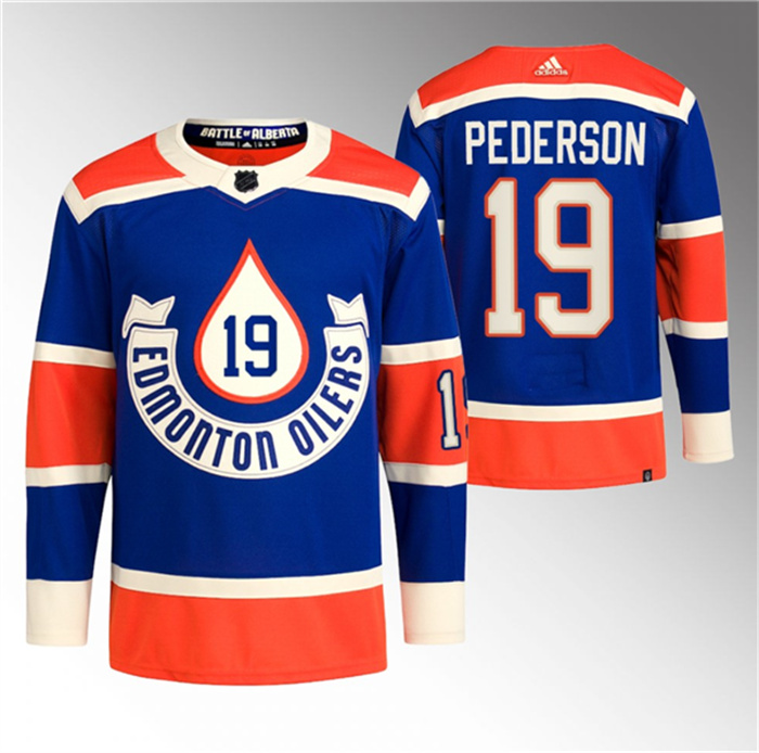 Men's Edmonton Oilers #19 Lane Pederson 2023 Royal Heritage Classic Primegreen Stitched Jersey Men's Edmonton Oilers #19 Lane Pederson 2023 Royal Heritage Classic Primegreen Stitched Jersey