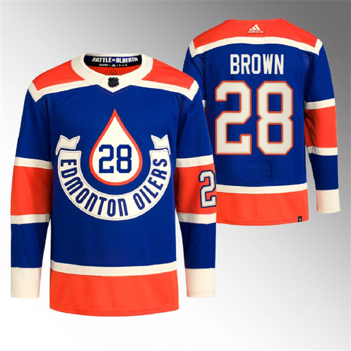 Men's Edmonton Oilers #28 Connor Brown 2023 Royal Heritage Classic Primegreen Stitched Jersey Men's Edmonton Oilers #28 Connor Brown 2023 Royal Heritage Classic Primegreen Stitched Jersey